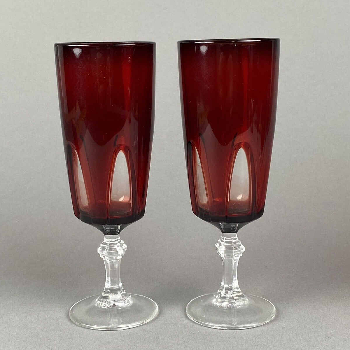 Set of 6 Luminarc France Wine Champagne Glasses Ruby to Clear