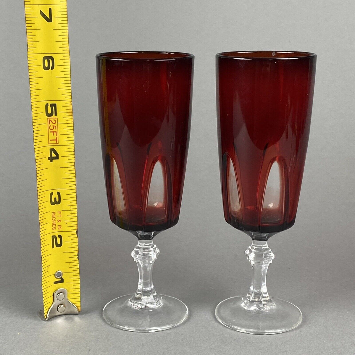 Set of 6 Luminarc France Wine Champagne Glasses Ruby to Clear