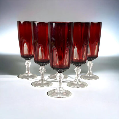 Set of 6 Luminarc France Wine Champagne Glasses Ruby to Clear