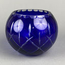 Cobalt Blue Crystal Rose Bowl in Lady Anne Starburst Pattern