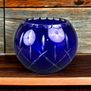 Cobalt Blue Crystal Rose Bowl in Lady Anne Starburst Pattern