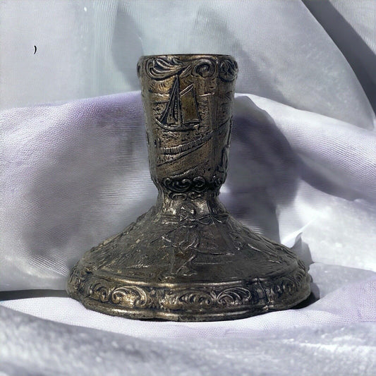 Antique Silver Plated Candle Stick Holder Ornate