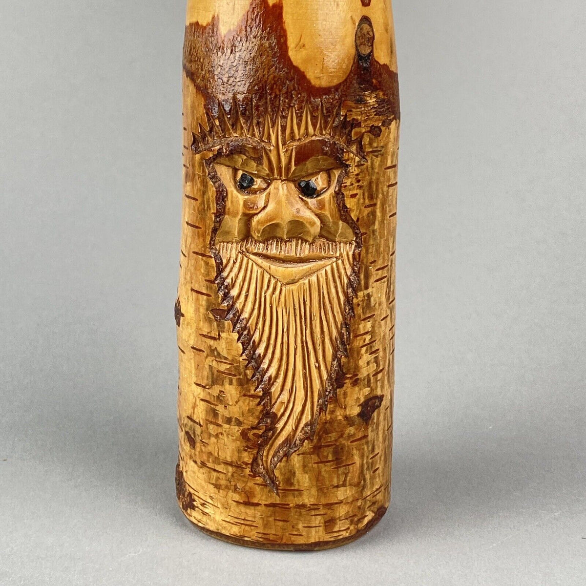 Birch Tree Turned and Carved Vase Forest Spirit 10"