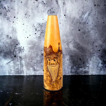 Birch Tree Turned and Carved Vase Forest Spirit 10"