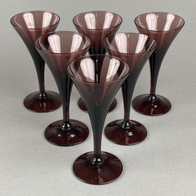 Set of 6 Cambridge Amethyst Glasses Mid Century Modern Wine Champagne