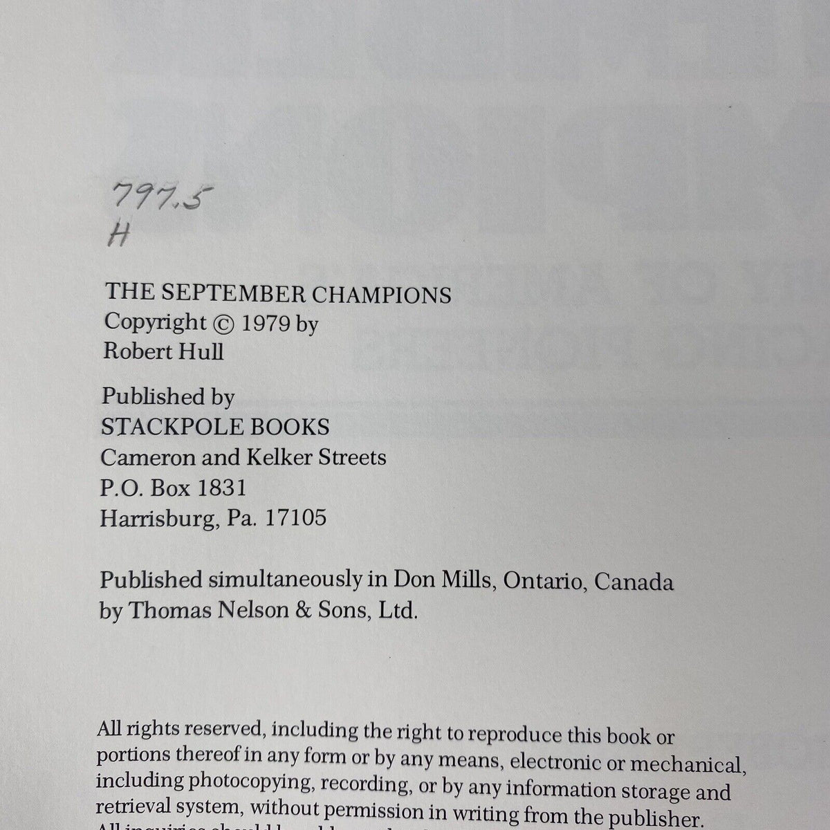 September Champions , The Story of America's Air Racing Pioneers by Robert Hull