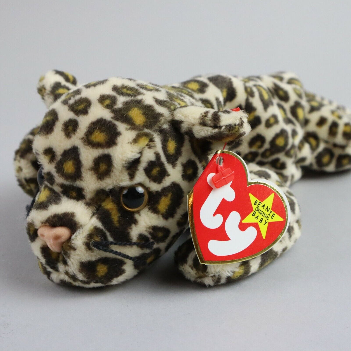 Vintage TY Beanie Baby Original 1996, Freckles Leopard, Plush Stuffed Animal 8"