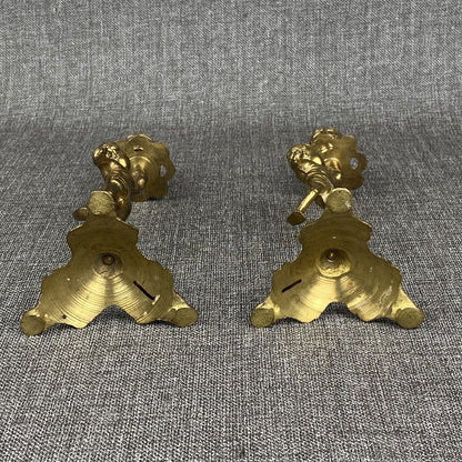 Vintage Brass Cherub Candle Holders Candlesticks, Shelf Mantel 9" Tall