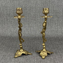 Vintage Brass Cherub Candle Holders Candlesticks, Shelf Mantel 9" Tall