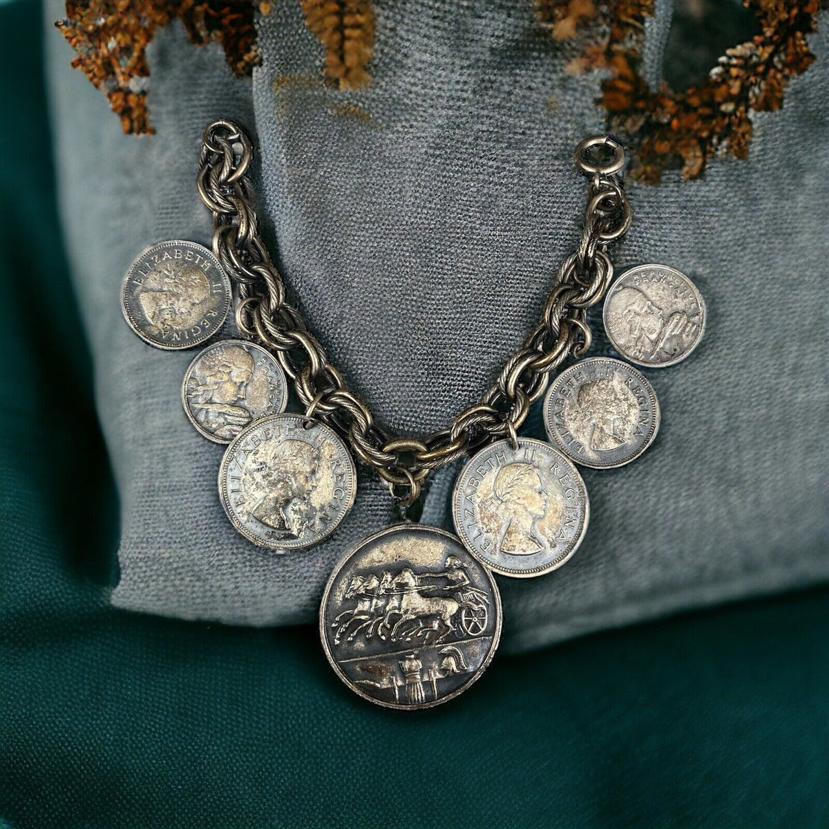 Variety of Coins Cha Cha Charms Bracelet 7.5" (Roman)