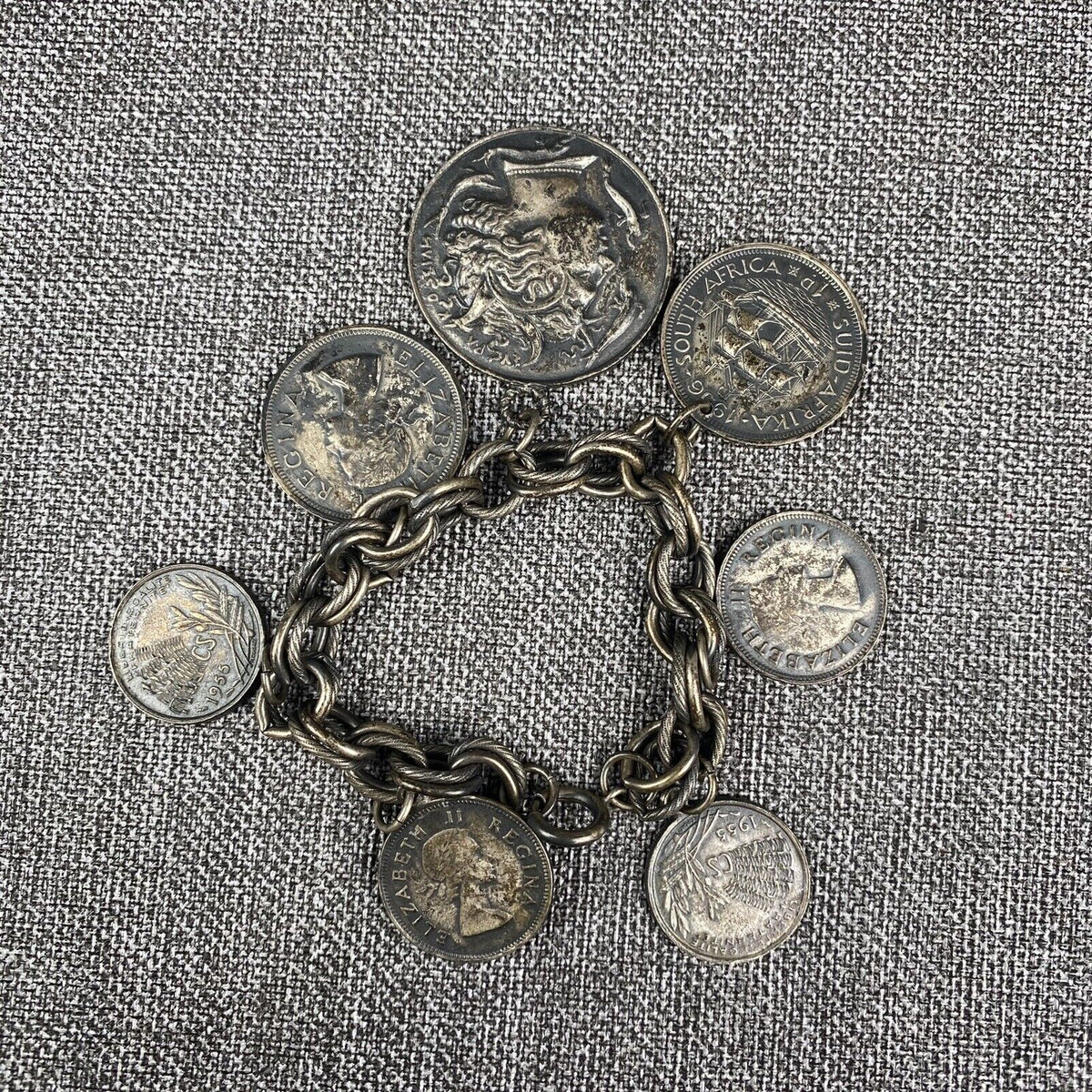 Variety of Coins Cha Cha Charms Bracelet 7.5" (Roman)