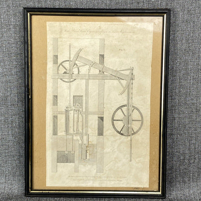 Antique James Watt's Patent Steam Engine Diagram 1795 Technical Drawing