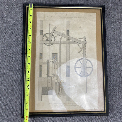 Antique James Watt's Patent Steam Engine Diagram 1795 Technical Drawing