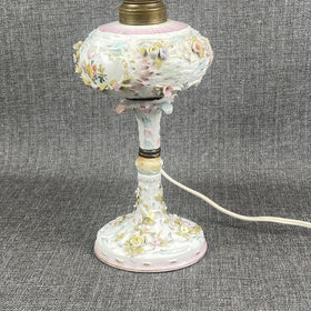 Delicate Antique Lamp with Floral Added 21" Tall