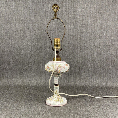 Delicate Antique Lamp with Floral Added 21" Tall