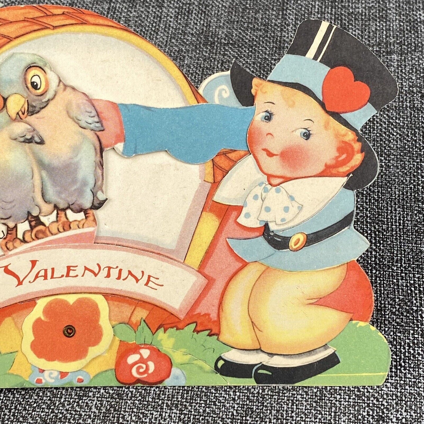 Vintage Mechanical Valentine Day Heart Card Little Birds