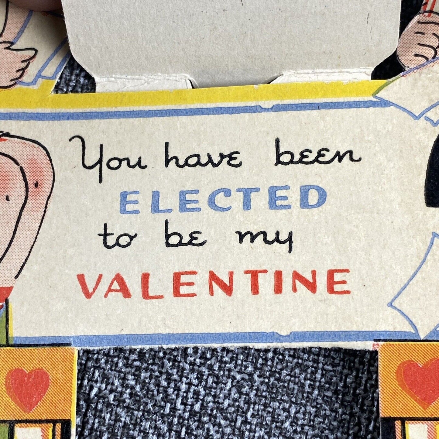 Vintage Valentine Day Heart Card USA You've Been Elected