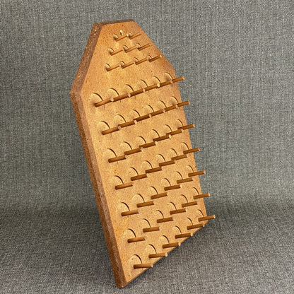 Vintage Wooden Thread Wall Hanging Spool Rack - Holds 51 spools