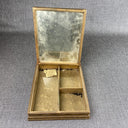 Antique Wood Vanity Box with Mirror and Jewelry/Cosmetics Compartments 11"x9.5"