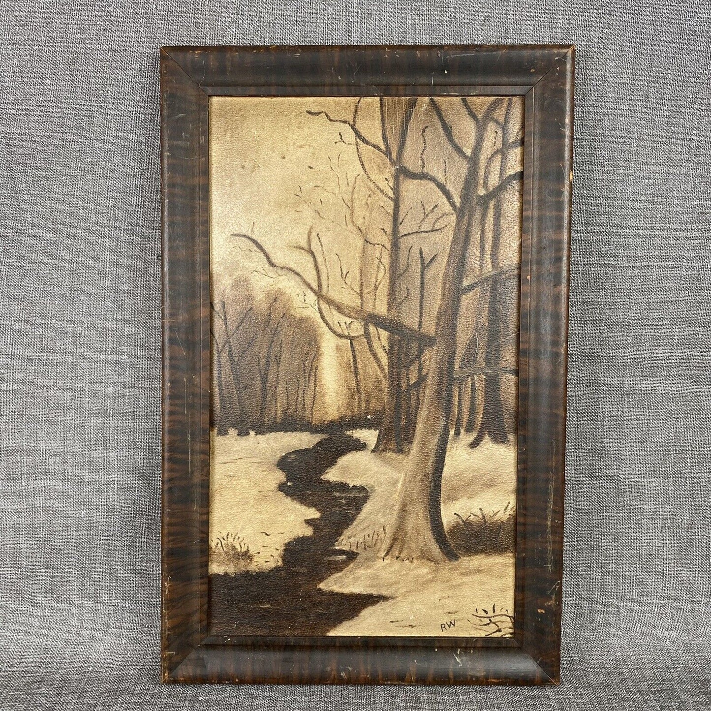 Antique Painting RW Framed 20"x13" Wood Frame c1890