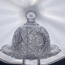 Vintage EAPG American Brilliant Period Cut Glass Crystal Butter Dish - Beautiful