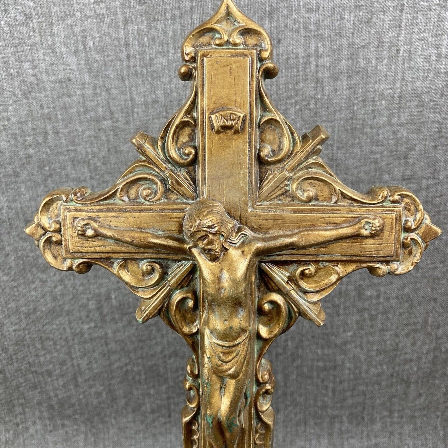 Crucifix Catholic Wall Hanging - 12" tall, Plaster / Ceramic