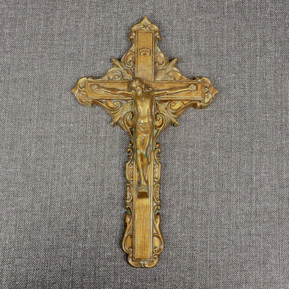 Crucifix Catholic Wall Hanging - 12" tall, Plaster / Ceramic