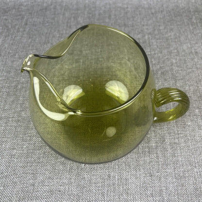 Vintage Empoli Hand Blown Glass Squat Pitcher