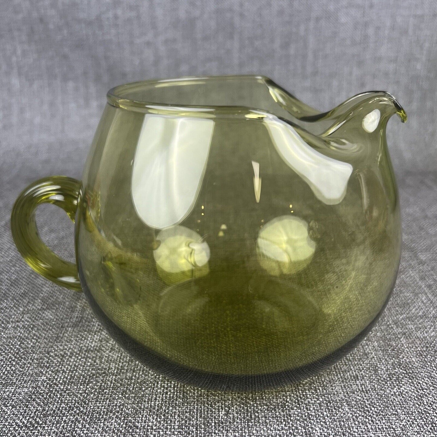 Vintage Empoli Hand Blown Glass Squat Pitcher