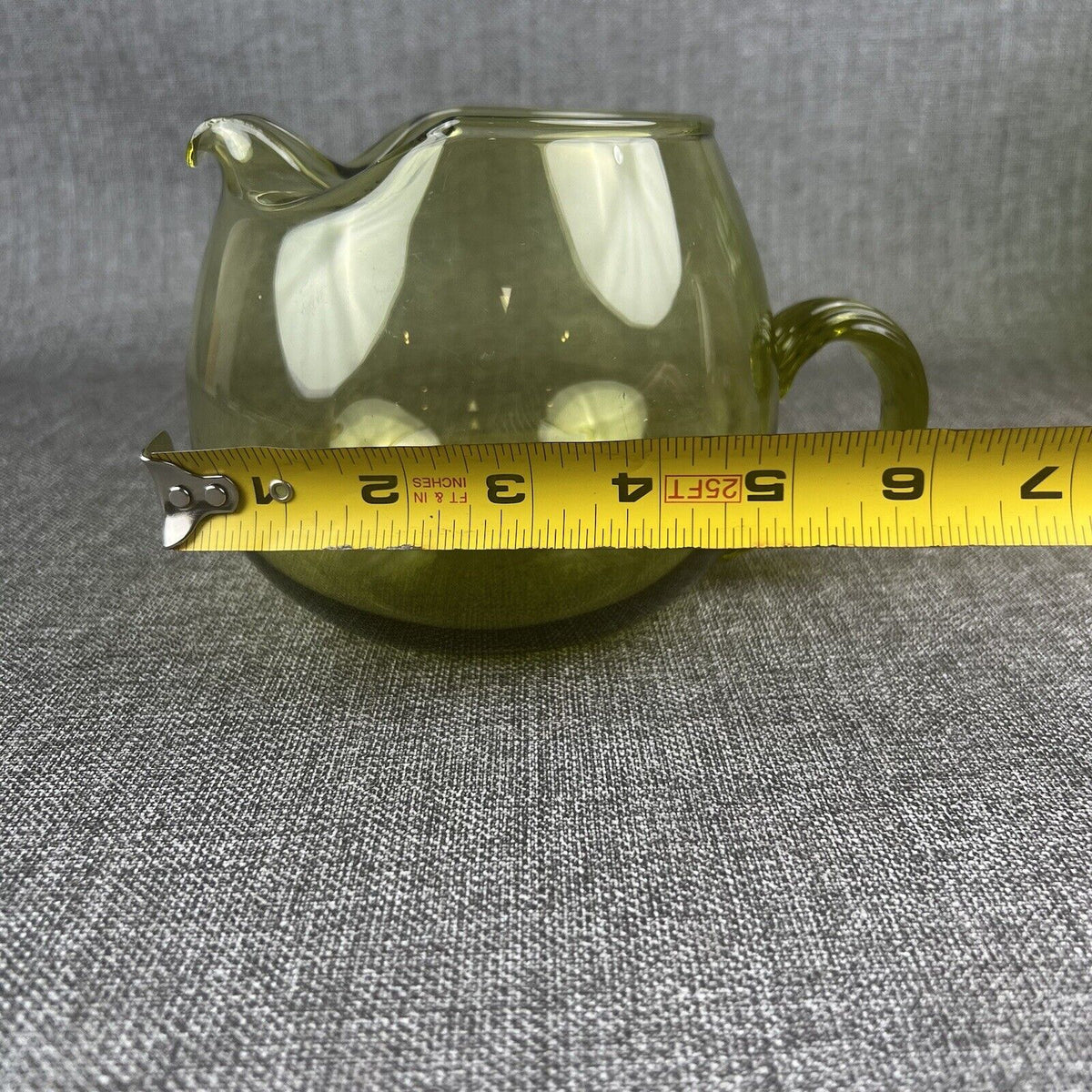 Vintage Empoli Hand Blown Glass Squat Pitcher