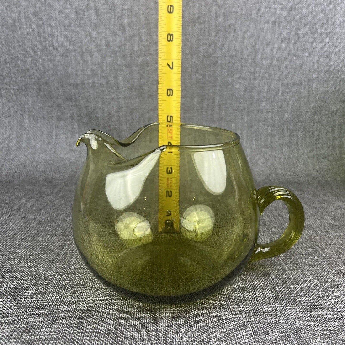 Vintage Empoli Hand Blown Glass Squat Pitcher