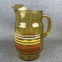 Vintage Amber Glass Pitcher with stripes, Late 1960's, early 1970's