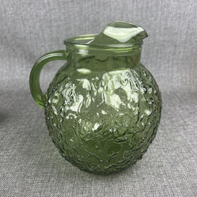 Vintage Mid- Century Glass Picture Avocado Green with Ice Lip