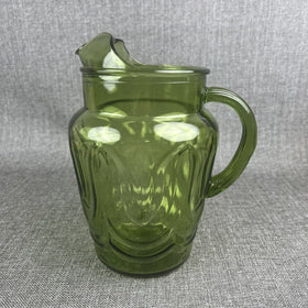 Vintage Anchor Hocking Tulip Green Glass Pitcher