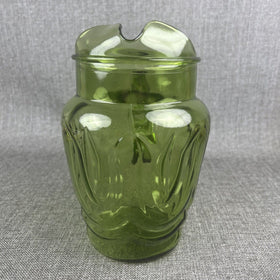 Vintage Anchor Hocking Tulip Green Glass Pitcher