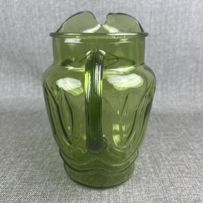 Vintage Anchor Hocking Tulip Green Glass Pitcher