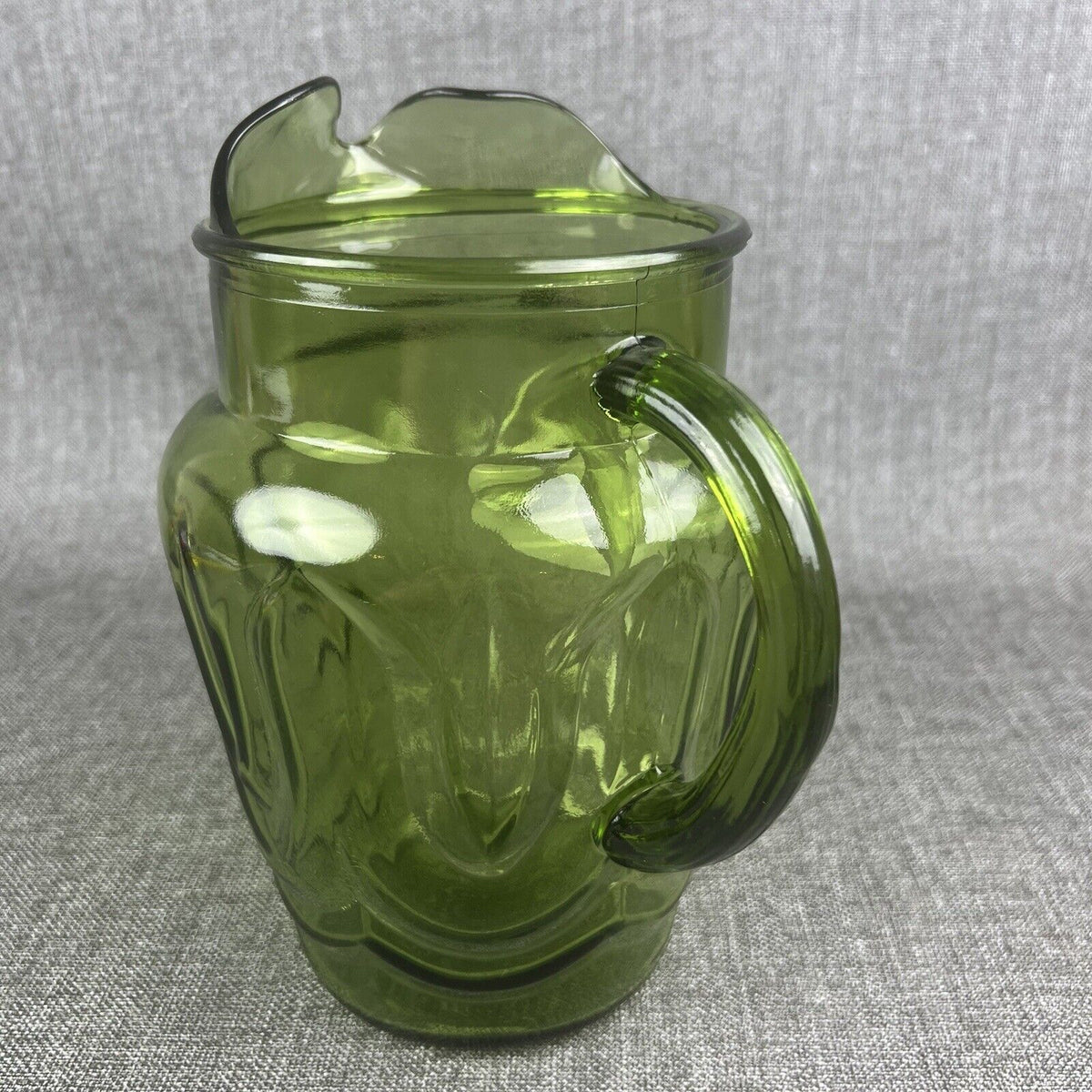 Vintage Anchor Hocking Tulip Green Glass Pitcher