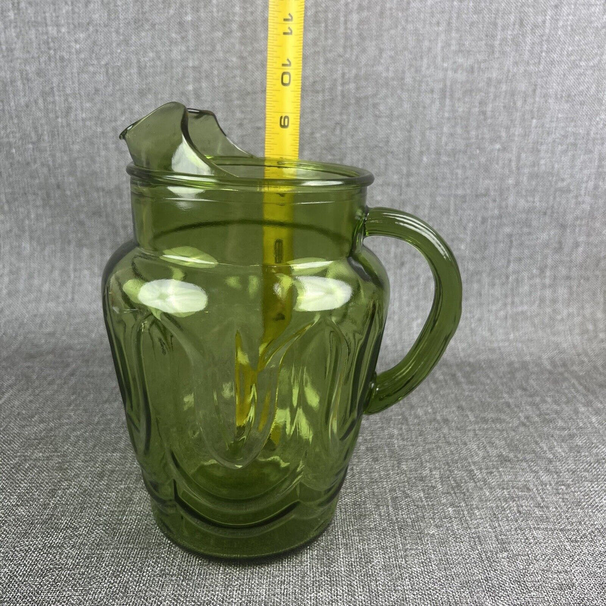 Vintage Anchor Hocking Tulip Green Glass Pitcher