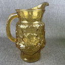 Vintage Anchor Hocking Rain Flower Amber Glass Pitcher