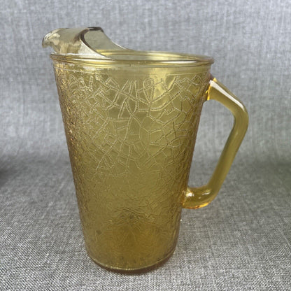 Vintage LE Smith Pebble Amber Glass Pitcher