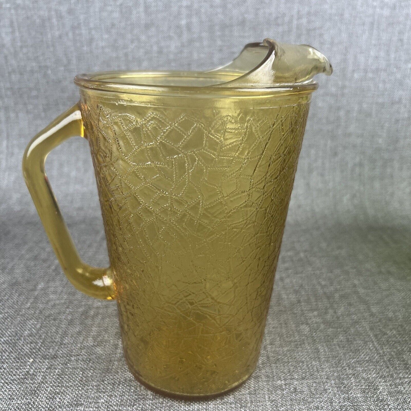 Vintage LE Smith Pebble Amber Glass Pitcher