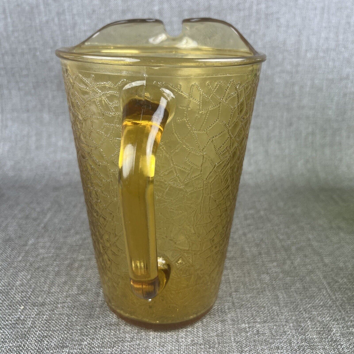 Vintage LE Smith Pebble Amber Glass Pitcher