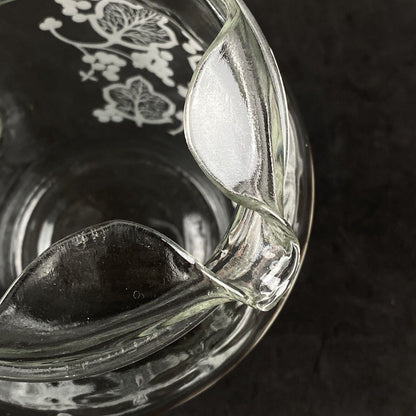 A.H. Clear Glass Pitcher with White Leaves and Berries