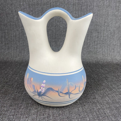 New West Pottery Arizona Southwestern Desert Scene Vase 8" tall