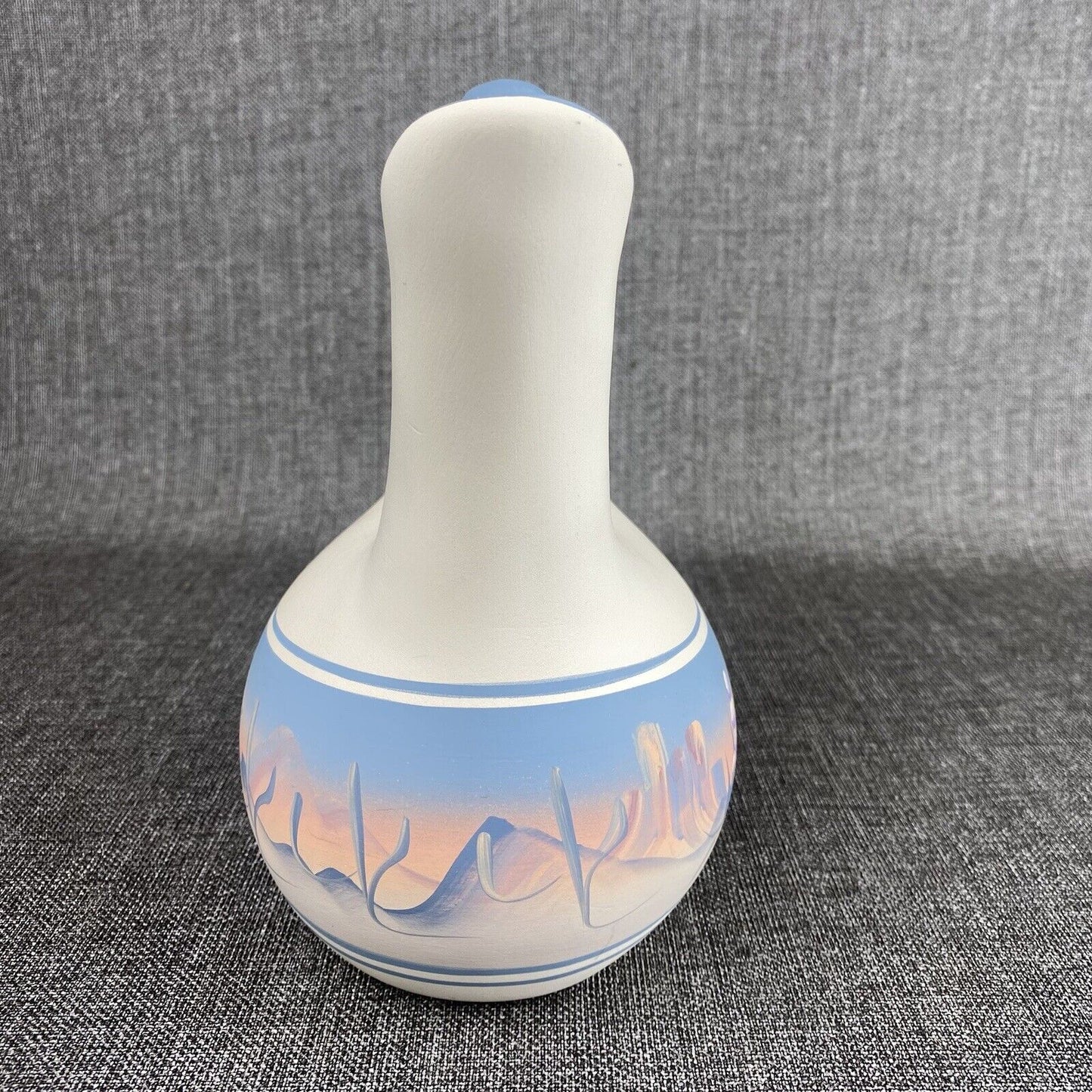 New West Pottery Arizona Southwestern Desert Scene Vase 8" tall