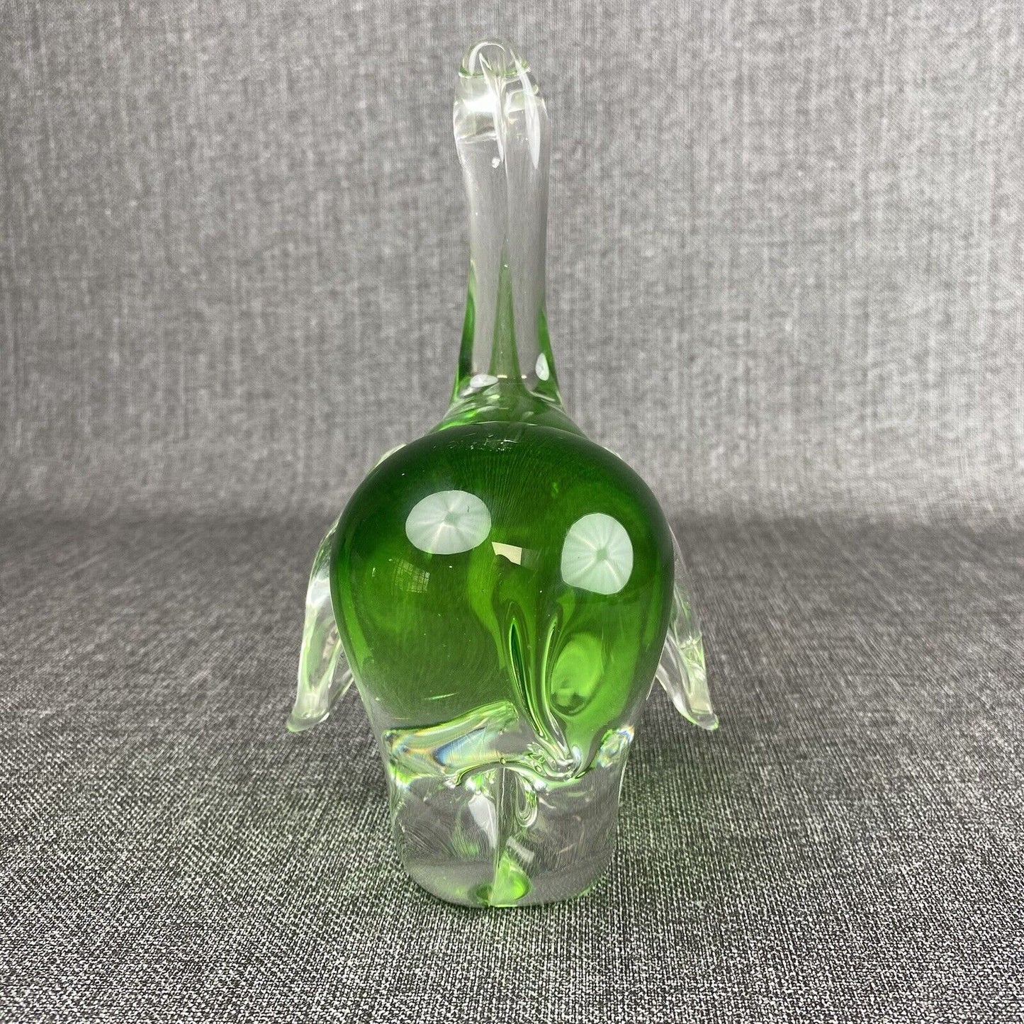 Murano Style Art Glass Clear & Green Elephant 8" tall