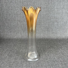 Vintage Carnival Glass Marigold Swung to Clear 9.5" tall