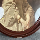 Vintage Oval Portrait Print Wood Frame behind Glass 26" x 33"