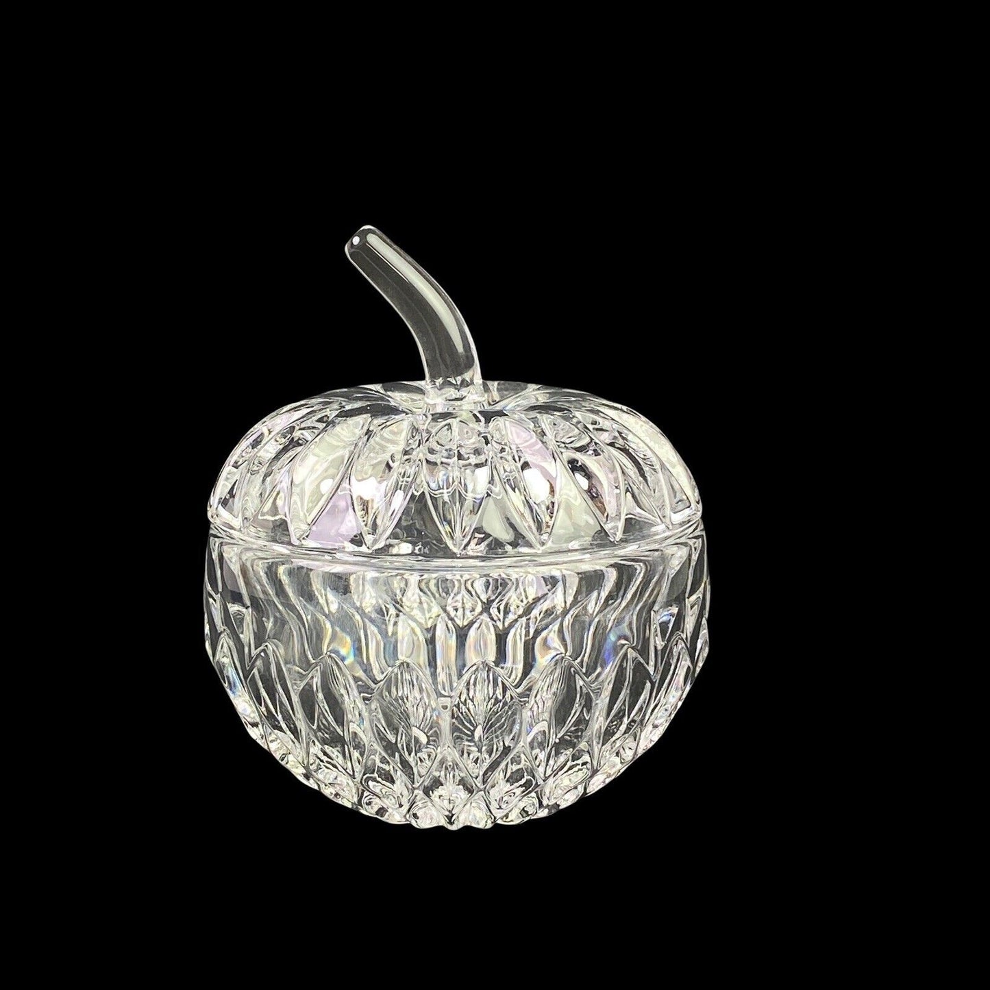 Apple Glass Crystal Container (Sugar) 5" Tall