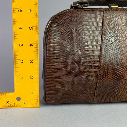 Handmade Lizard Skin / Snakeskin 6" Tall x 9" Long Handbang Purse w/ Brass Clasp